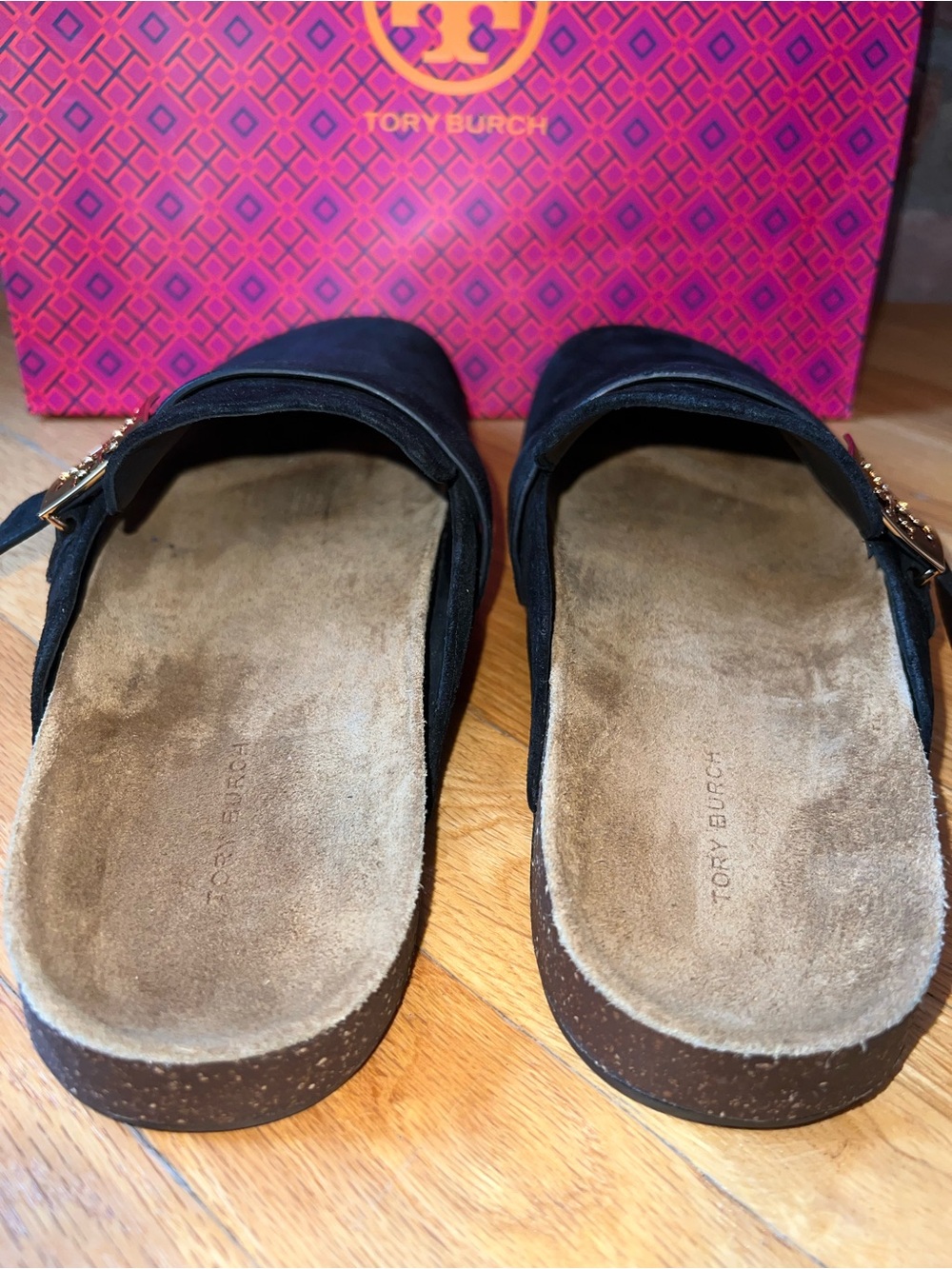 Tory Burch Perfect Black Suede Mellow Mules Clogs - Picture 11 of 14